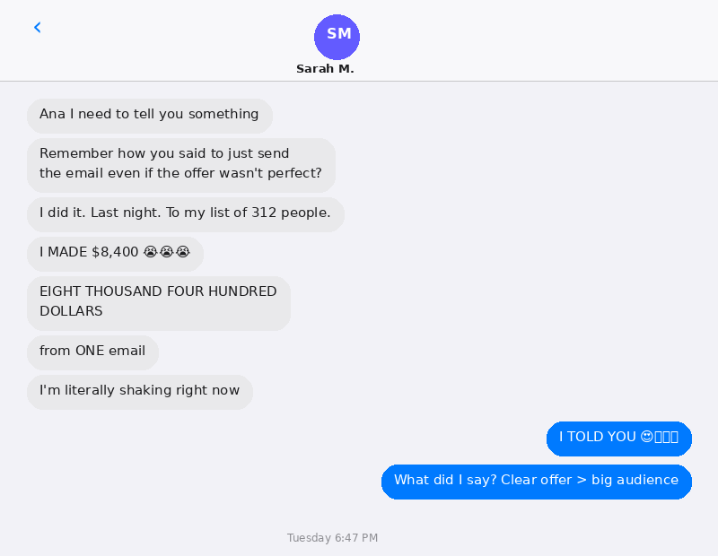Real student results from the Offer Clarity Sprint